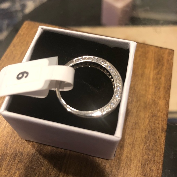 Valentines PINK and SILVER Sparkly stack ring on silver band - Picture 3 of 8